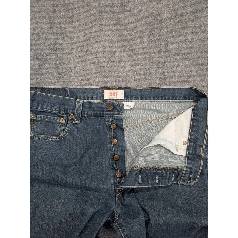 Levis 501 Mens Straight Leg Button Fly Jeans Classic Blue‎ Denim Pants 36x31